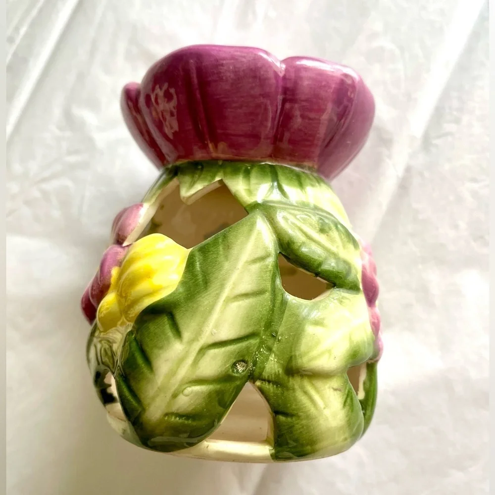 Pretty Floral Vase Candle Tea Light Holder 5”